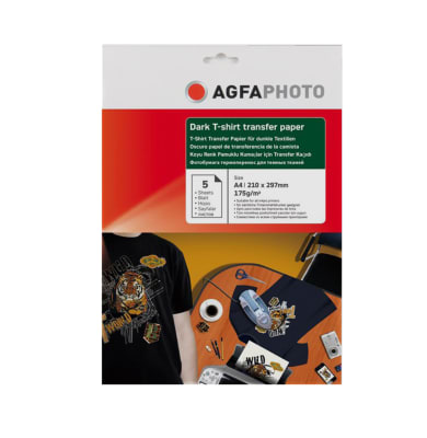 PAPEL TRANSFER AGFA TELAS OSCURAS A4 175 GM 5 HOJAS PAPEL TRANSFER AGFA TELAS OSCURAS A4 175 GM 5 HOJAS