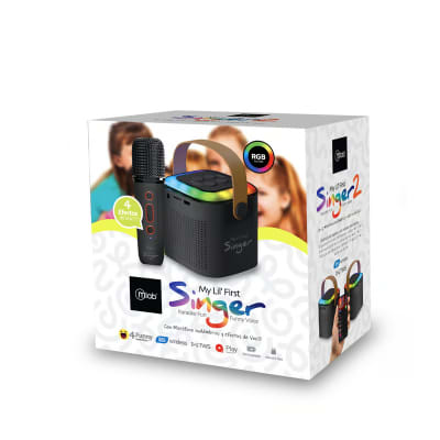 PARLANTE KARAOKE MLAB MY LIL FIRST SINGER CON LUZ RGB 1 MICROFONO INALAMBRICO BLACK