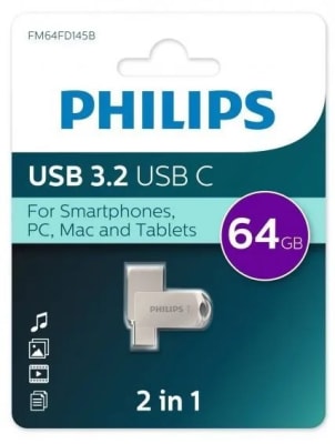 PENDRIVE PHILIPS 2 en 1 TYPE C 3.2 (64GB)