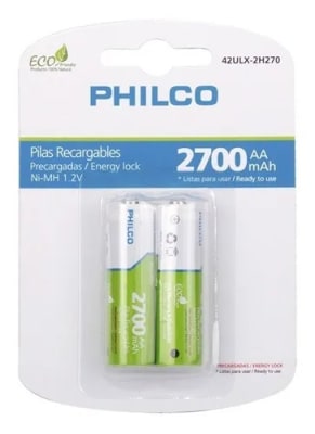 PACK 2 PILAS AA RECARGABLES 2700 MAH PHILCO PACK 2 PILAS AA RECARGABLES 2700 MAH PHILCO