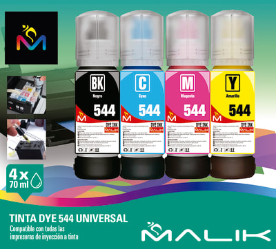 PACK 4 TINTAS 70 ML DYE UNIVERSAL PARA EPSON ECOTANK