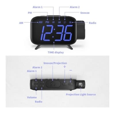 Radio Reloj Despertador Digital Fm Con Proyección Ceiling - ...