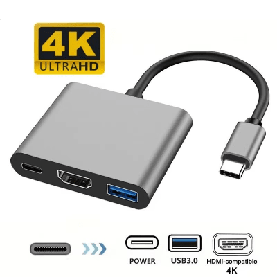 Adaptador Usb 3 En 1 Type Tipo C A Hdmi / Usb 3.0 / Tipo C 9175