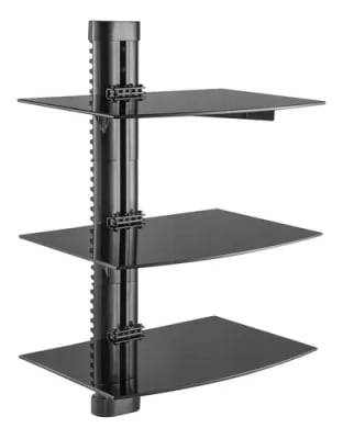 SOPORTE BANDEJA PARA DVD/D-BOX/VHS/PROYECTOR, TRIPLE VIDRIO