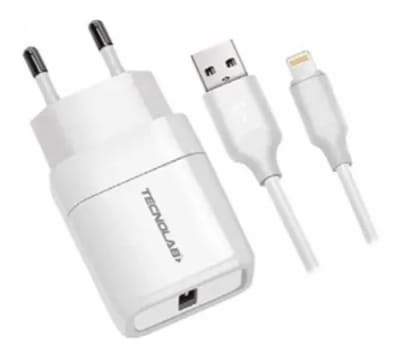 CARGADOR IPHONE TECNOLAB CON CABLE BLANCO TL042W