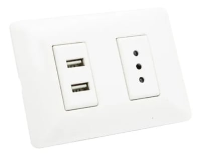 ENCHUFE PARA MURO SIMPLE C/USB 2.1A 250V 10A 