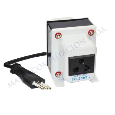 TRANSFORMADOR 200W 220V a 110V CON TIERRA