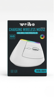 Mouse Vertical Inalámbrico Ergonómico WB-889 - 5 Colores BK/PK/BL/PU/WH