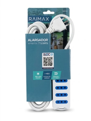 ALARGADOR MULTIPLE RAIMAX 4 ENTRADAS DE 5 MTS BLANCO RM0061W