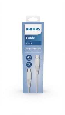 CABLE PHILIPS UBC-C A USB-C 1M 2A MAX BLANCO