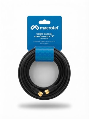 CABLE COAXIAL C/TERM F NEGRO 15 MTS MV-826