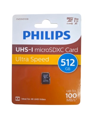 MICRO SD PHILIPS HIGH SPEED A1 U3 CL10 V10 (512GB)