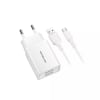 CARGADOR CELULAR 2.1A - 2 USB CON CABLE TIPO C - WHITE TL4631
