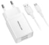 CARGADOR CELULAR 2.1A - 2 USB CON CABLE MICRO USB - WHITE TL4611
