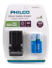 CARGADOR DE PILA 18650 + 2 PILA 18650 PHILCO1