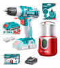 Kit Taladro Inalambrico 20v + 2 Bat + Molino Cafe Total Tools Tosli230131