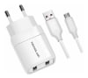CARGADOR CELULAR DOBLE USB C/ CABLE MICRO USB WHITE TL041W1