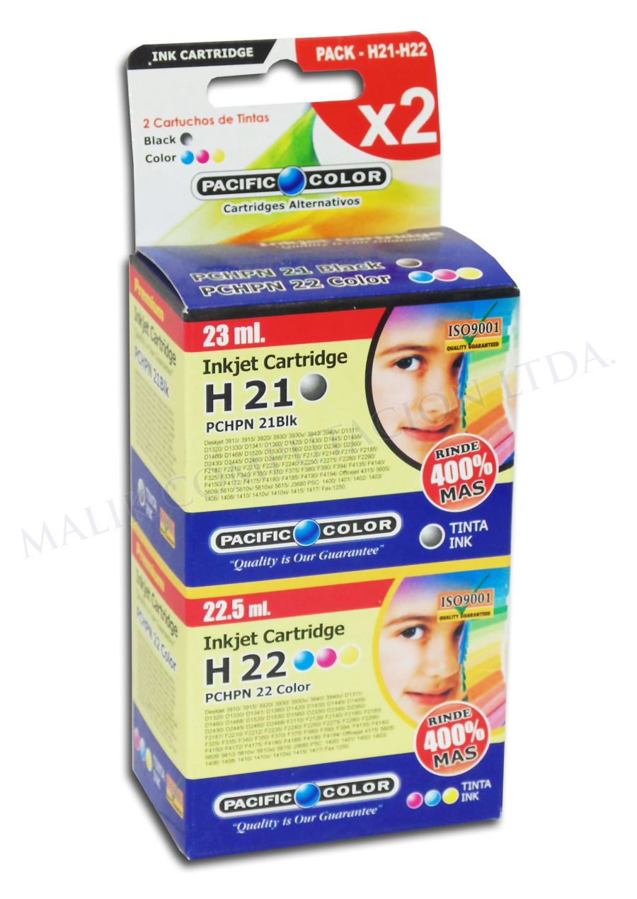 2 Cartucce Compatibili Per HP 21 E 22 - 1 Nera + 1 Tricolore - Discount Inkjets