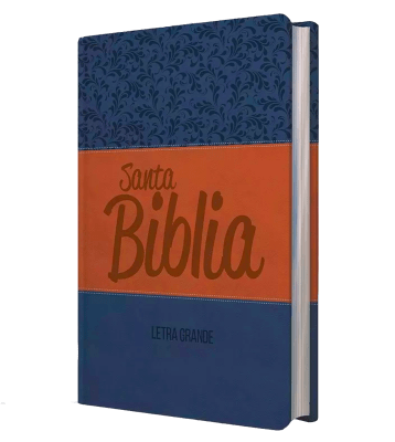 Biblia Letra Grande con Himnario - Azul y marrón