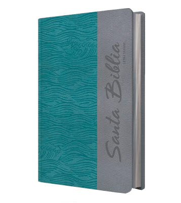 Biblia Letra Grande con Himnario - Turquesa y gris (olas)