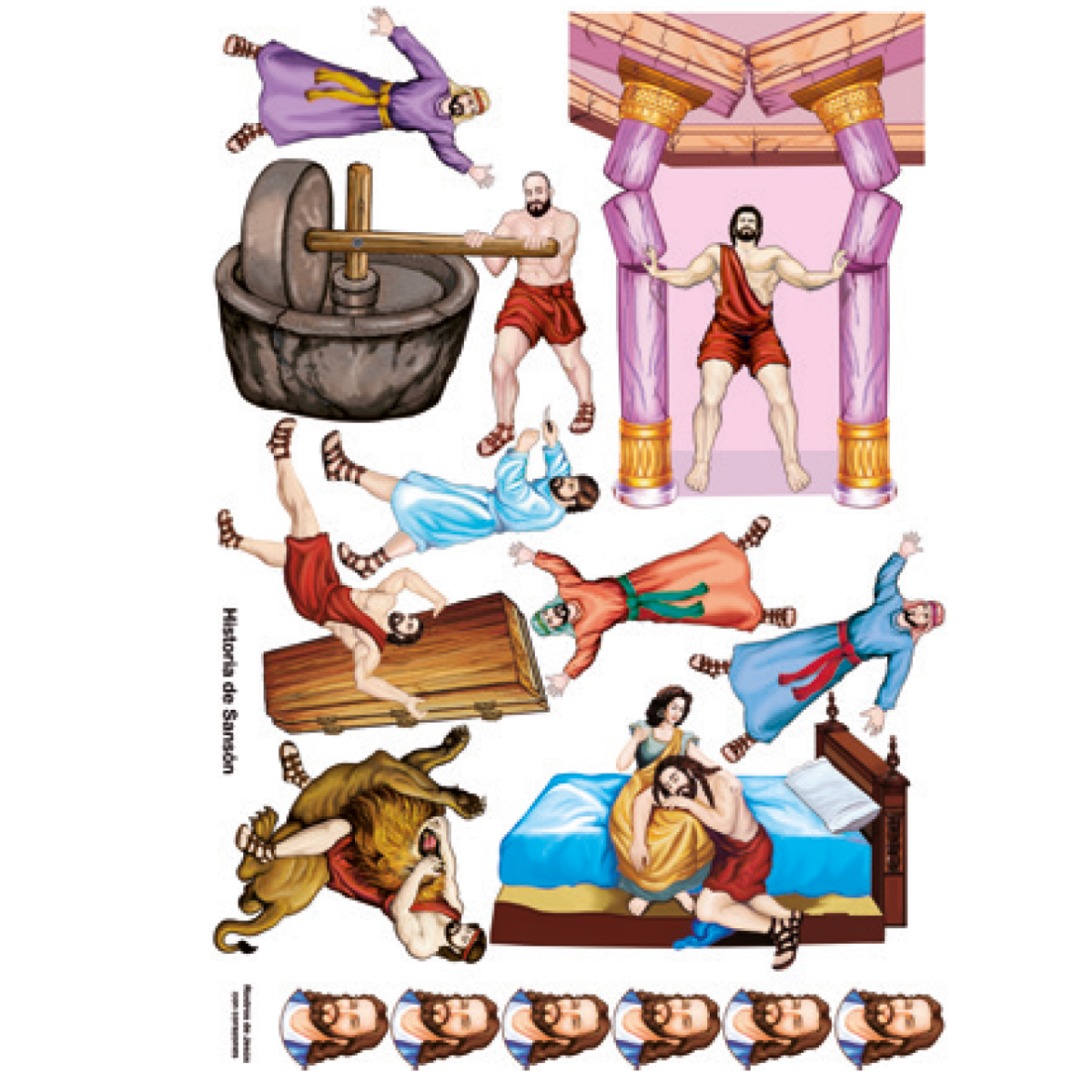 HISTORIA DE SANSÓN Y ROSTROS DE JESÚS (98 X 68 CM)1