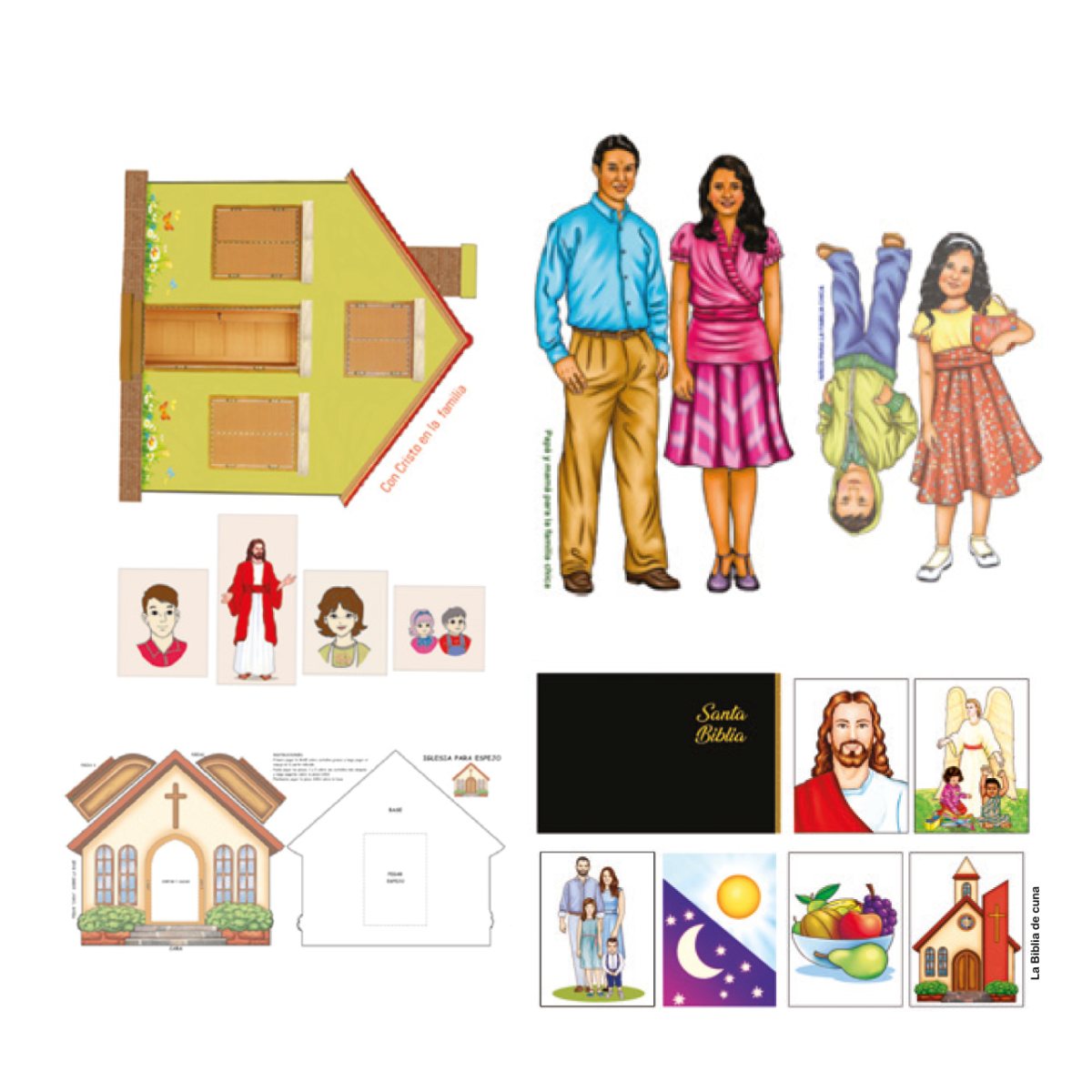 COMBO: IGLESIA PARA EL ESPEJO, CON CRISTO EN LA FAMILIA, FAMILIA CHICA Y BIBLIA PARA ARMAR.1