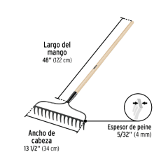 Rastrillo jardinero 14 dientes Pretul