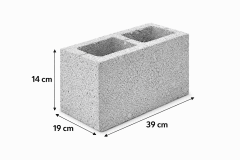 bloque concreto 14 × 19 × 39 cm.