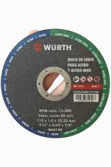 Disco de Corte para  fierro Wurth