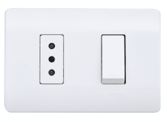 Placa Armada Interruptor 9/12 + Enchufe 10A Blanca