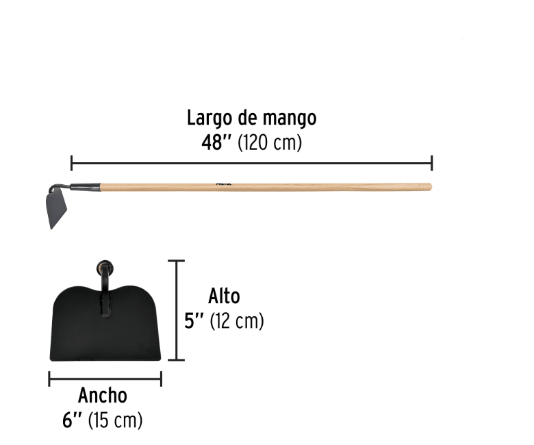 Azadón jardinero mango de madera 48