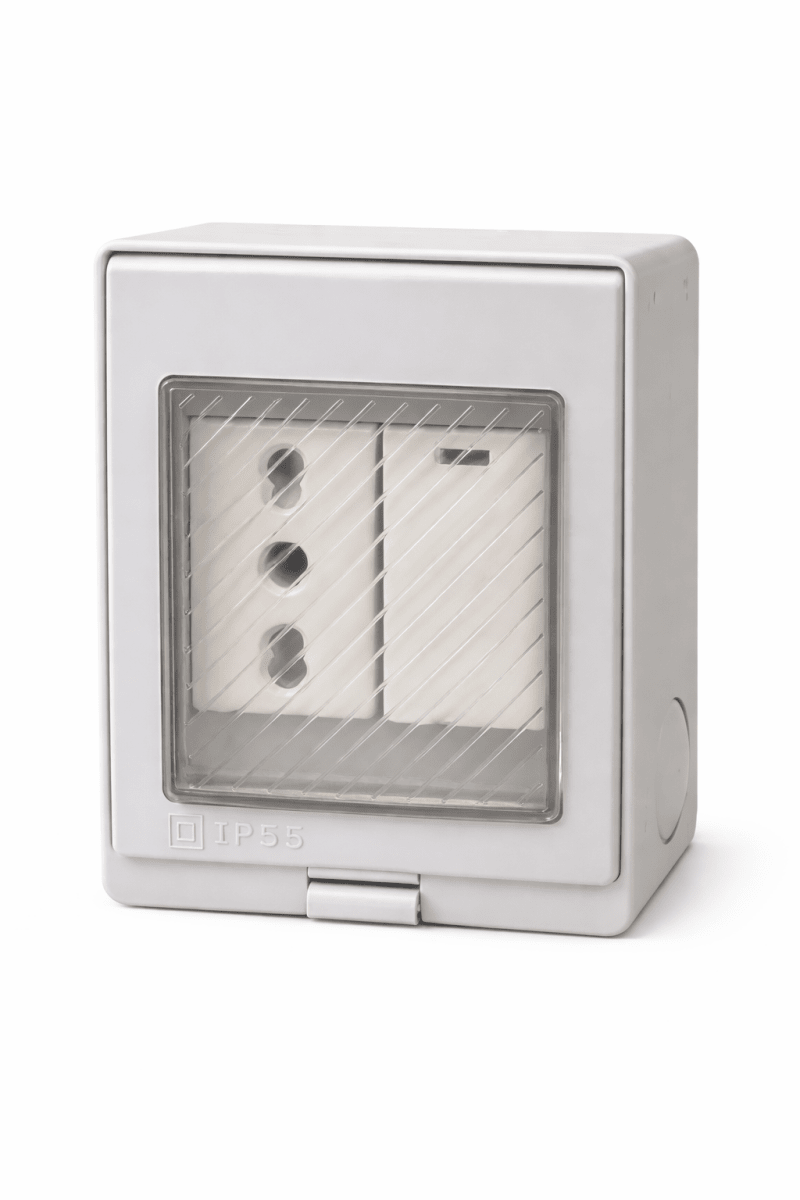 Interruptor + Enchufe 10/16A con caja hidrobox1