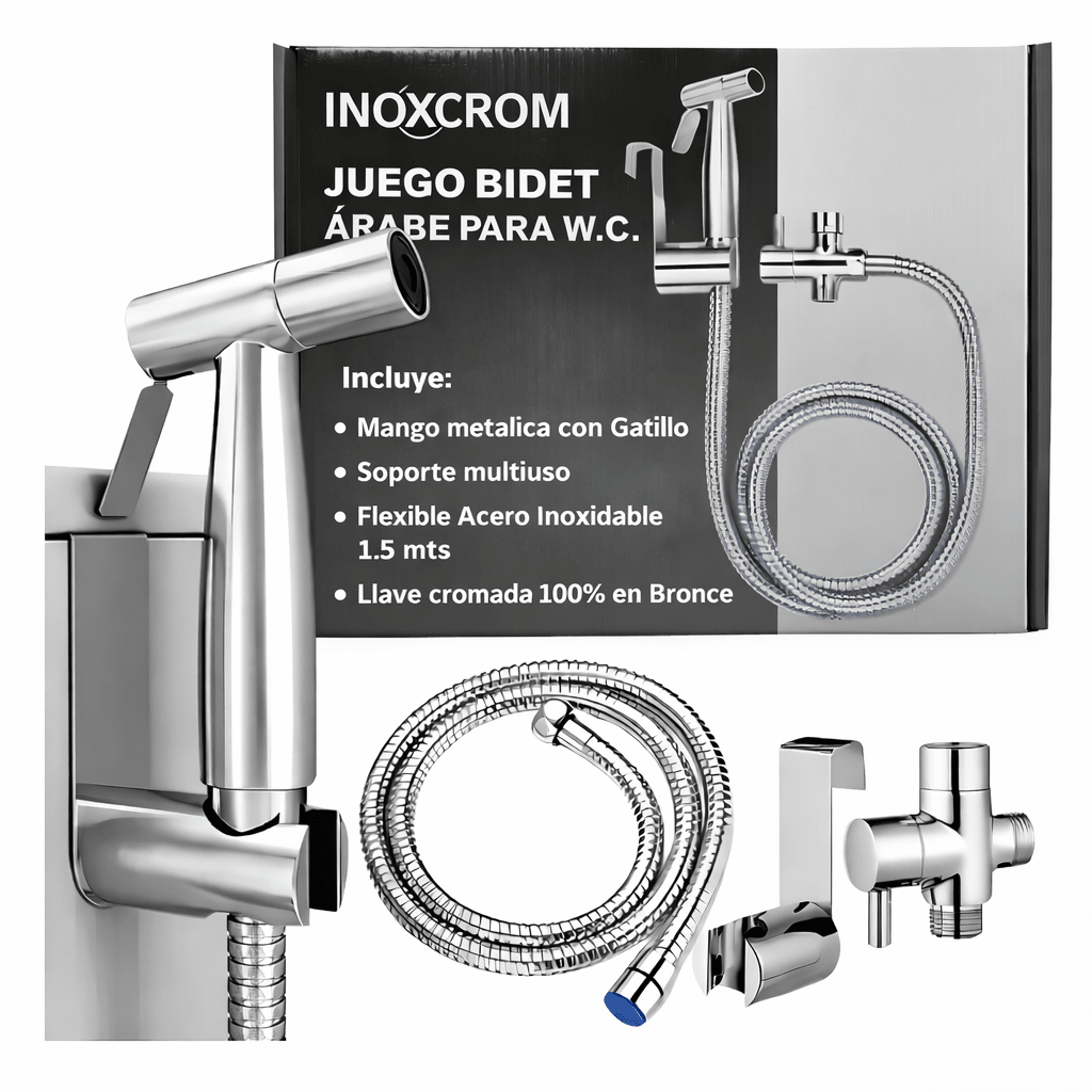 Juego bidet arabe para WC Inoxcrom1
