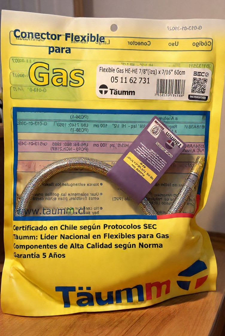 flexible para gas 7/8 HE izq- 7/16 HE 60 cm1