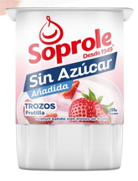 YOGHURT SIN AZÚCAR TROZOS FRUTILLA SOPROLE 155G1