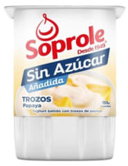 YOGHURT SIN AZÚCAR TROZOS PAPAYA SOPROLE 155G