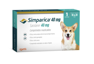 Simparica 40 mg 10 a 20 kg - 1 comprimido Valor Promoción (antes $9.990)