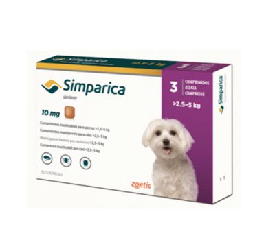 Simparica 10 mg 2.5 a 5 kg - 3 comprimidos Valor Promoción (antes $21.500)1
