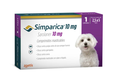 Simparica 10 mg 2.5 a 5 kg - 1 comprimido Valor Promoción (antes $8.600)