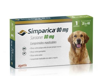 Simparica 80 mg 20 a 40 kg - 1 comprimido Valor Promoción (antes $14.990)
