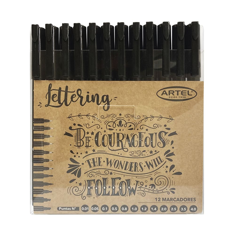 Neg Lettering SET. MARCADORES LETTERING 12 PUNTAS NEG | Aldo Carla