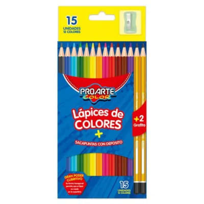 LAPICES DE COLOR PROARTE  12 LARGOS + 2 GRAF+SACAP