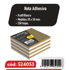 NOTA ADH 50X50MM 258H KRAFT/BLANCO