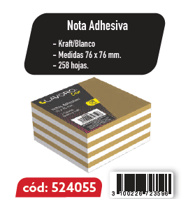 NOTA ADH 654 76X76 258H KRAFT/BLANCO