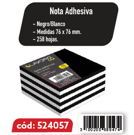 NOTA ADH 654 76X76 258H NEGRO/BLANCO