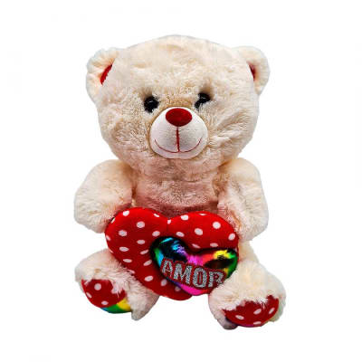 PELUCHE OSO C/CORAZON 2 COLORES