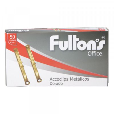 ACCOCLIP METALICO CJA. 50 UN. DORADO FULTONS