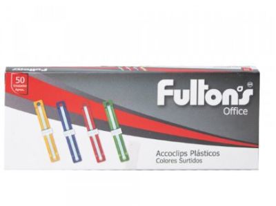 ACCOCLIP PLAST. CJA. 50 UN. COL/SURTIDO FULTONS