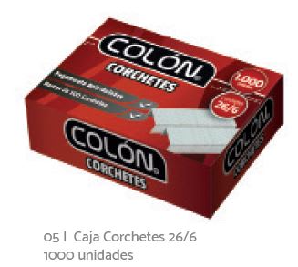 CAJA CORCHETE COLON 26/6 1000 UNIDADES