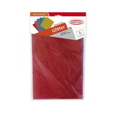 Goma Eva Stylo Glitter 6 col A4